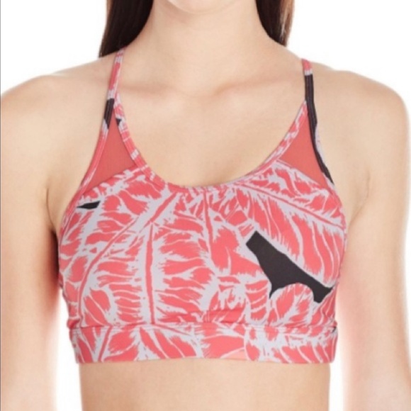 ALO Yoga Coral/Black/White Mesh Sports Bra Size Small - Picture 1 of 11